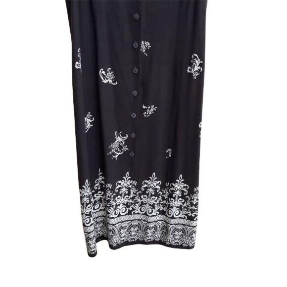 Vtg R&K Sleeveless V-neck Button Front Maxi Dress Bandana Print Brown Sz 20W - Picture 8 of 11